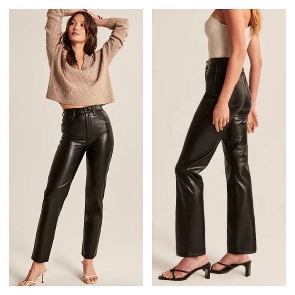 Abercrombie & Fitch Pants - NWT- Abercrombie & Fitch Y2K Vegan Leather Ankle Straight Ultra High Rise Pants